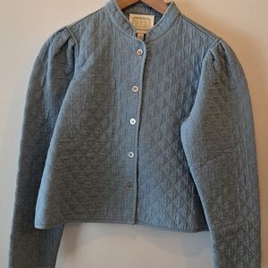 NWT Sail To Sable Quilted Chambray Blue Jacket with Button Closure